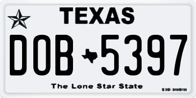 TX license plate DOB5397