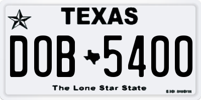TX license plate DOB5400