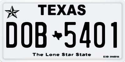 TX license plate DOB5401