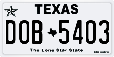 TX license plate DOB5403
