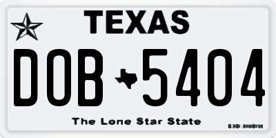 TX license plate DOB5404