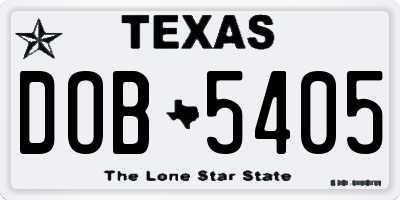 TX license plate DOB5405