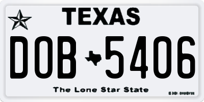 TX license plate DOB5406