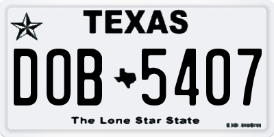 TX license plate DOB5407