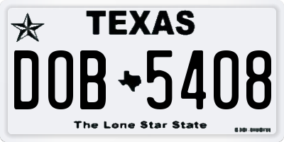 TX license plate DOB5408