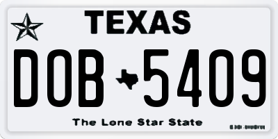 TX license plate DOB5409