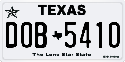 TX license plate DOB5410