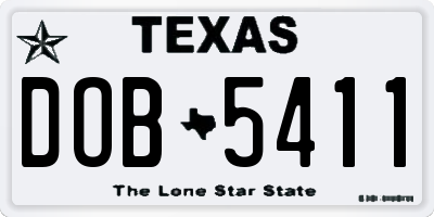 TX license plate DOB5411