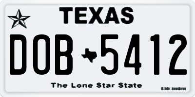 TX license plate DOB5412