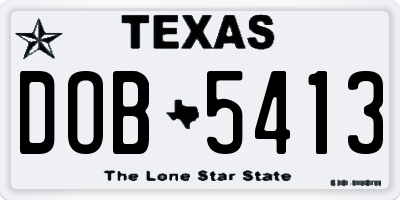 TX license plate DOB5413