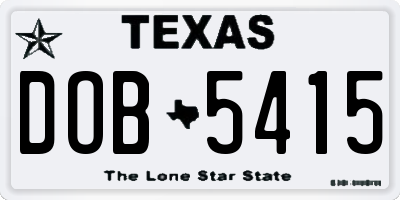 TX license plate DOB5415