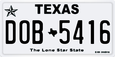 TX license plate DOB5416