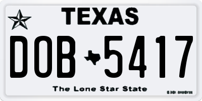 TX license plate DOB5417