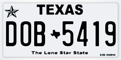 TX license plate DOB5419