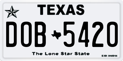 TX license plate DOB5420