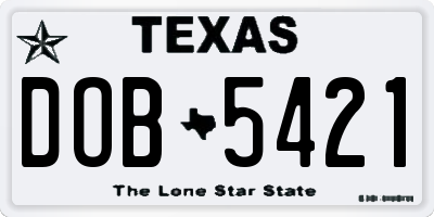 TX license plate DOB5421