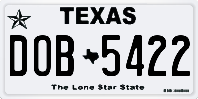 TX license plate DOB5422