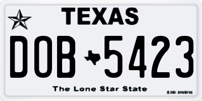 TX license plate DOB5423