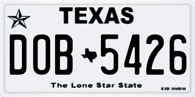 TX license plate DOB5426