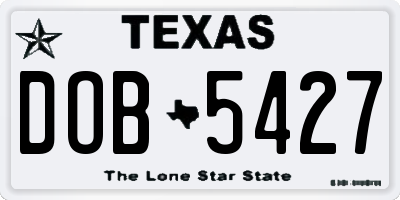 TX license plate DOB5427