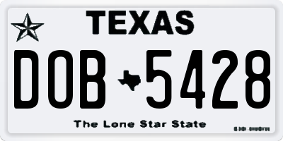 TX license plate DOB5428