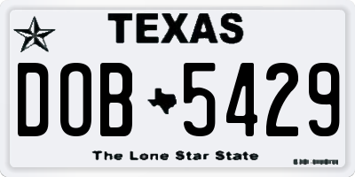 TX license plate DOB5429