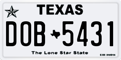 TX license plate DOB5431