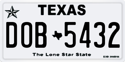 TX license plate DOB5432