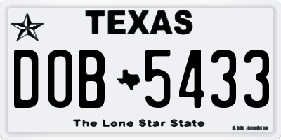 TX license plate DOB5433
