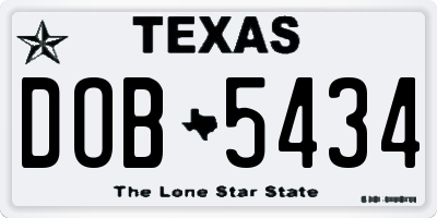 TX license plate DOB5434