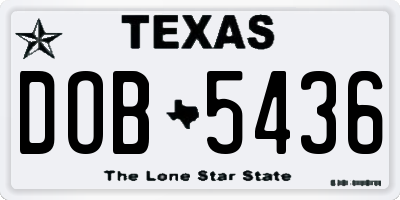 TX license plate DOB5436