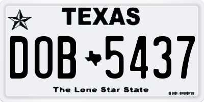 TX license plate DOB5437