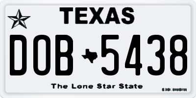 TX license plate DOB5438