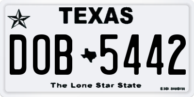 TX license plate DOB5442