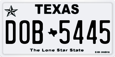 TX license plate DOB5445