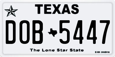 TX license plate DOB5447