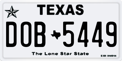 TX license plate DOB5449