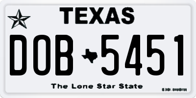 TX license plate DOB5451