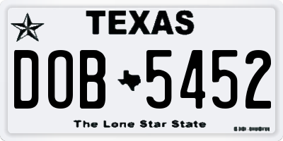 TX license plate DOB5452