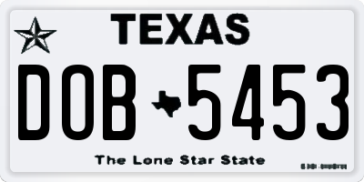 TX license plate DOB5453
