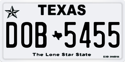 TX license plate DOB5455