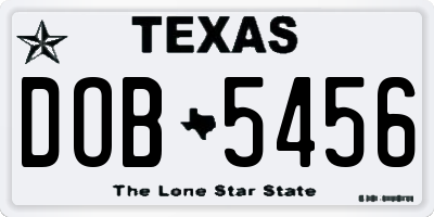TX license plate DOB5456