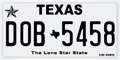 TX license plate DOB5458