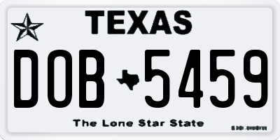 TX license plate DOB5459