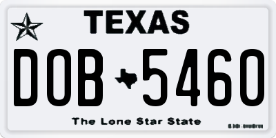TX license plate DOB5460