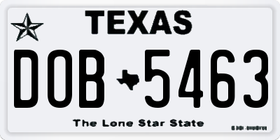 TX license plate DOB5463
