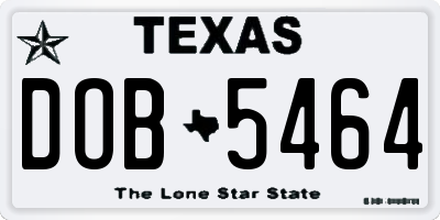 TX license plate DOB5464