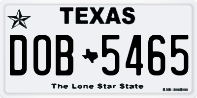 TX license plate DOB5465