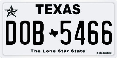 TX license plate DOB5466
