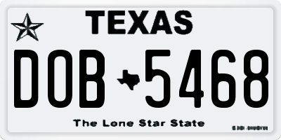 TX license plate DOB5468